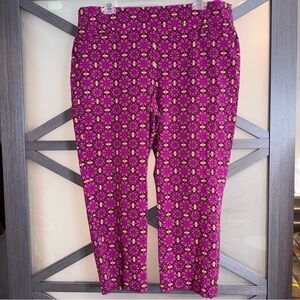 Soft SurroundingsFloral Pink and Yellow Patterned Pants